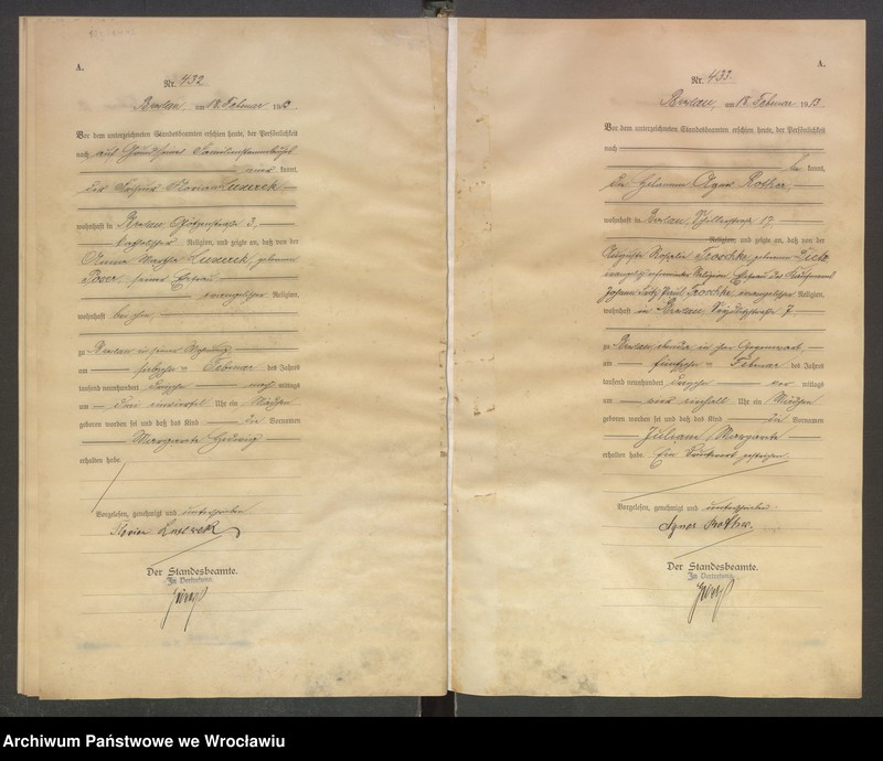 image.from.unit.number "Geburts-Haupt-Register Breslau IV 1913 Band 2"