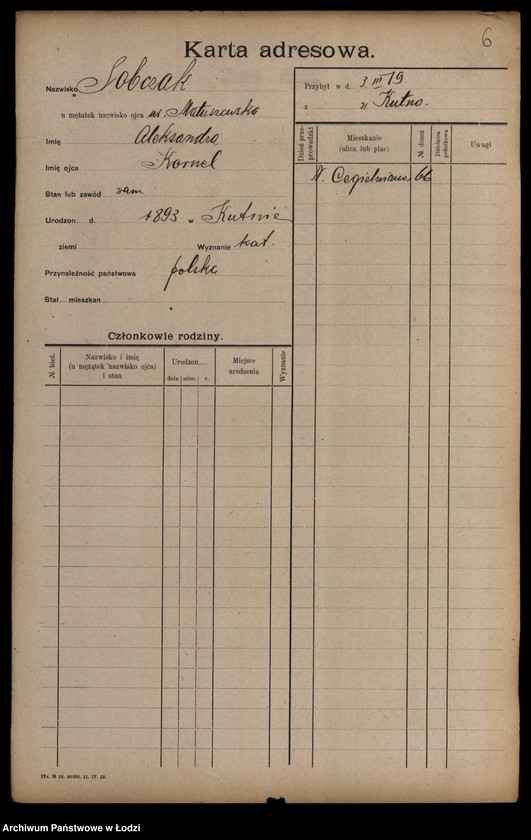 Obraz 8 z jednostki "[Spis ludności Łodzi] Sobczak"