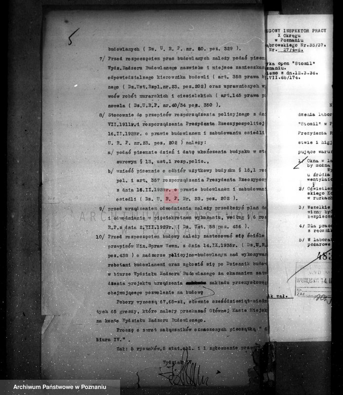 image.from.unit.number "Zatwierdzenie zakładu przemysłowego Firmy Stomil Spółka Akcyjna w Poznaniu /projekt budowy oddziału badania opon/"