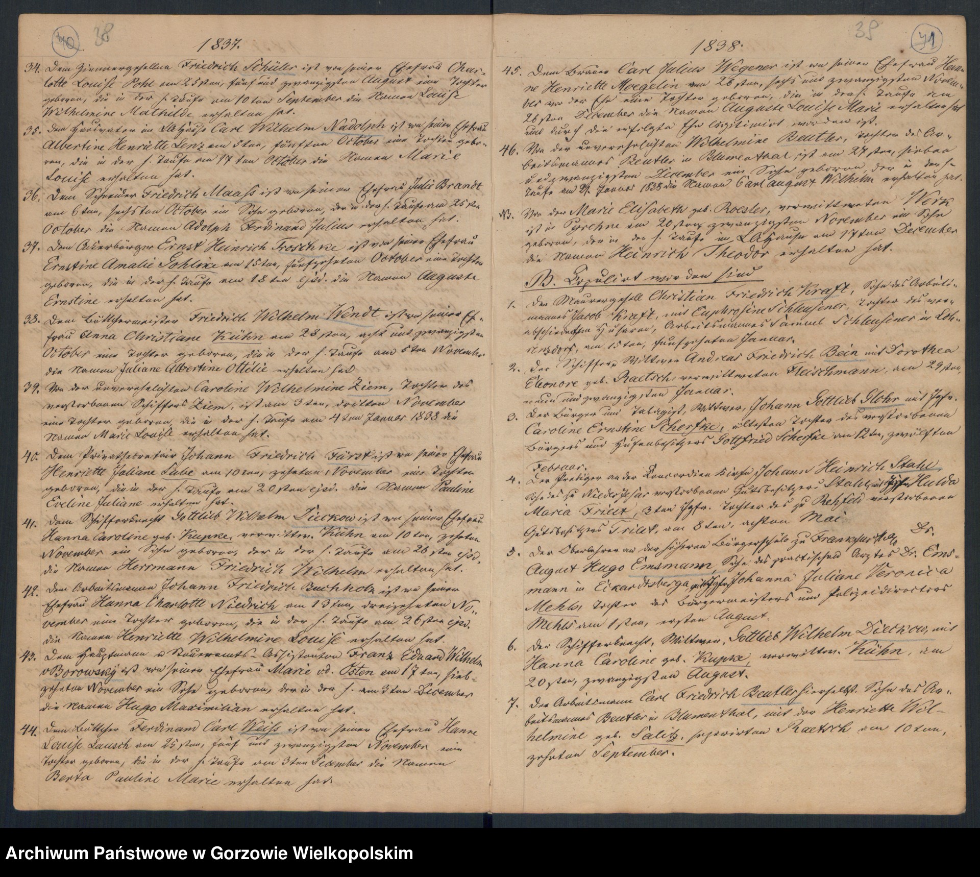 Skan z jednostki: Geborne und Copulirte in der Gemeine in Concordien Kirche zu Landsberg an der Warthe