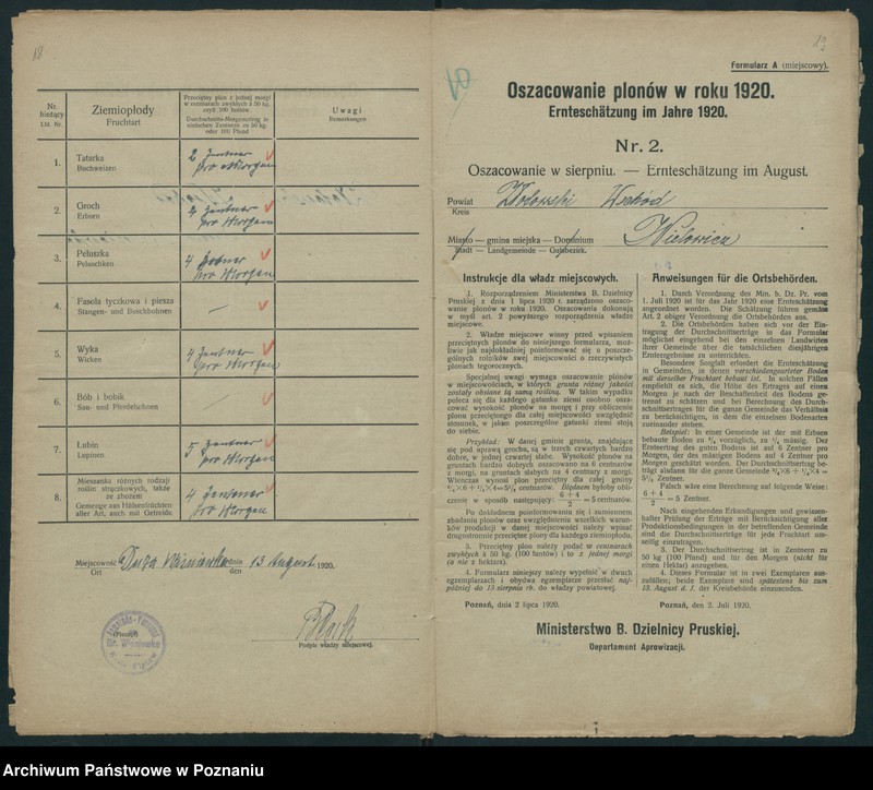 Obraz 12 z jednostki "[Oszacowanie plonów w powiecie złotowskim w roku 1920"