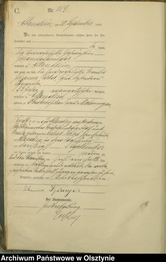 image.from.unit.number "Sterbe-Haupt-Register Tom II,Nr 316 - 463"