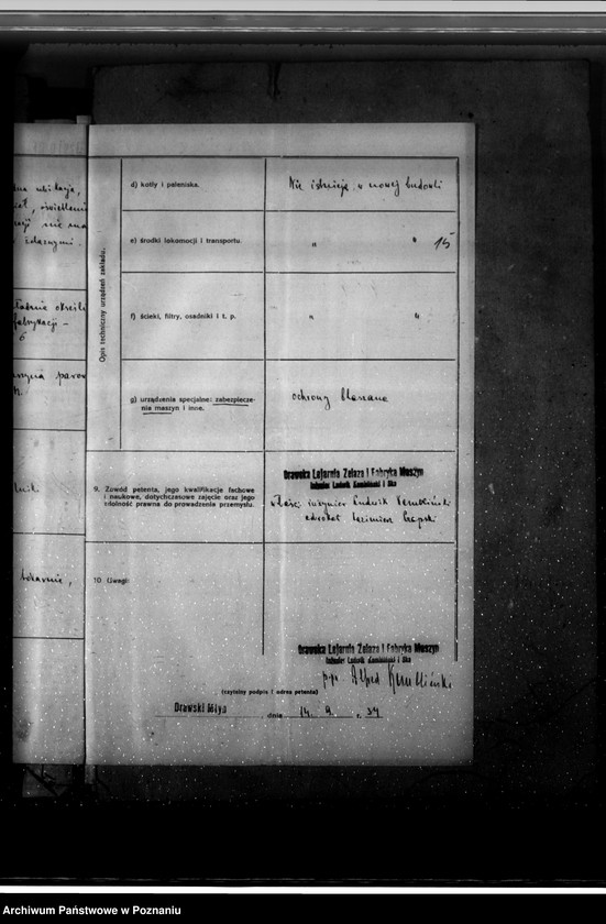 Obraz 19 z jednostki "Zatwierdzenie zakładu przemysłowego /stolarni mechanicznej/ Firma Drawska Lejarnia Żelaza w Drawskim Młynie pow. czarnkowski"