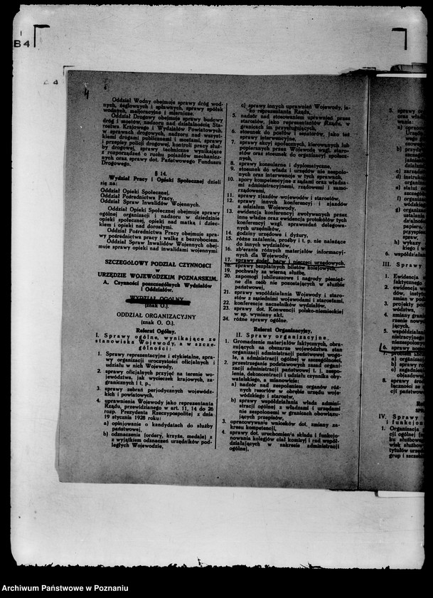 Obraz 8 z jednostki "/Zarządzenia wewnętrzne wojewody w sprawie podziału czynności w Urzędzie Wojewódzkim, statut organizacyjny itp./"