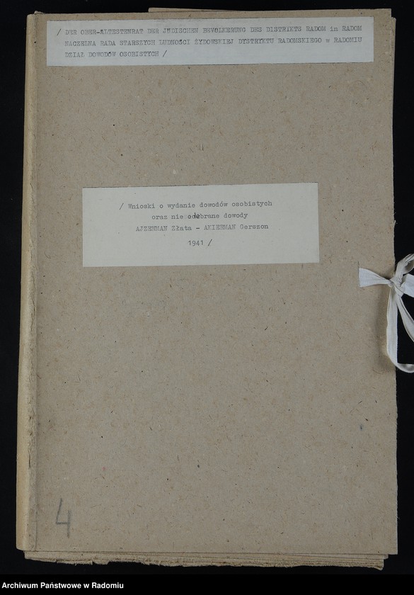 image.from.unit.number "[Wnioski o wydanie dowodów osobistych oraz nie odebrane dowody Ajzenman Złata - Akierman Gerszon]"