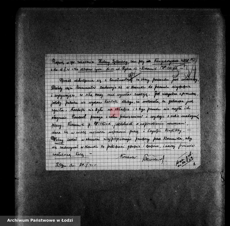 Obraz 13 z jednostki "[Zażalenia i donosy ludności getta, raporty kontrolerów]"