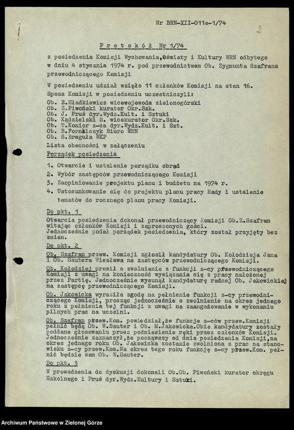 image.from.unit.number "Protokóły z posiedzeń Komisji Wychowania, Oświaty i Kultury Wojewódzkiej Rady Narodowej w Zielonej Górze; Nr 1 - 6"