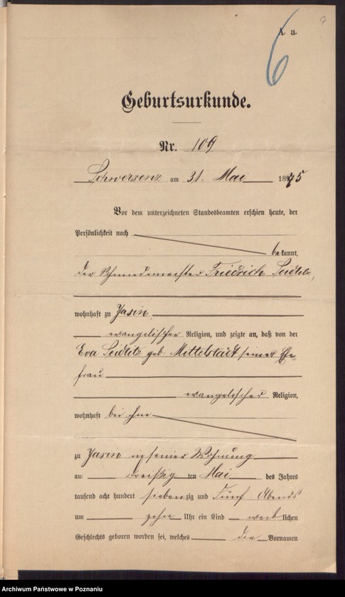 Obraz 9 z jednostki "Die von den Verlobten beigebrachten Urkunden zur Eheschliessung pro 1896"