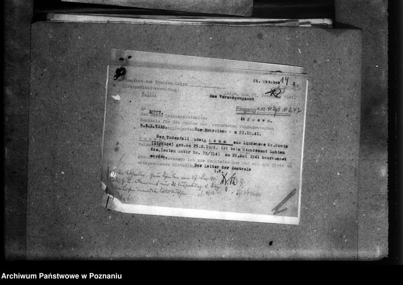 Obraz 20 z jednostki "Korespondencja w sprawie Niemców z różnych powiatów, którzy zginęli w 1939 roku"