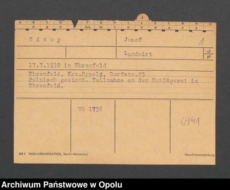 Obraz 3 z jednostki "[Sdzuy Josef, ur. 17.7.1910 Ehrenfeld]"