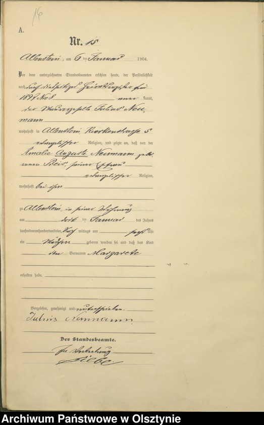 image.from.unit.number "Geburts-Haupt-Register Tom I, Nr 1 - 398"