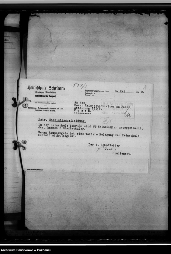 image.from.unit.number "Oberschule Schrimm (Śrem) Schülerzahl der Oberschulen 1944"