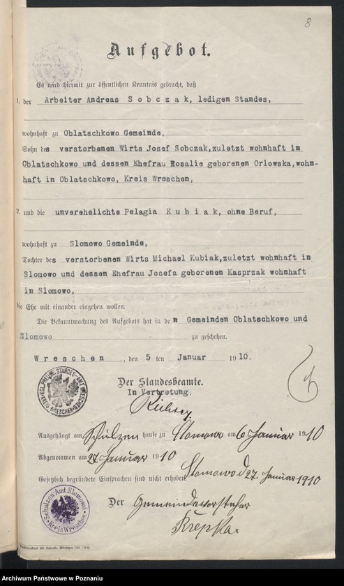 image.from.unit.number "Standesamtes Urkunden betreffends Sammelacten für Heiratssachen"