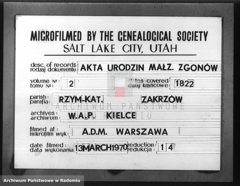 image.from.unit.number "Akta Cywilne Małżeństw, Urodzeń i Zejścia w Parafii Zakrzów R-u 1822"