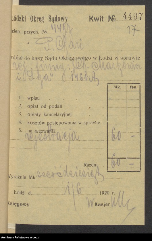 Obraz 19 z jednostki "Chaim Markowicz i S-ka- sprzedaż towarów manufakturowych"