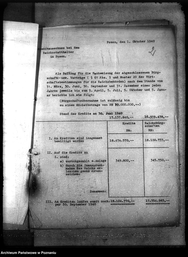 Obraz 6 z jednostki "Kredyt Stand per 30. IX. 1940."