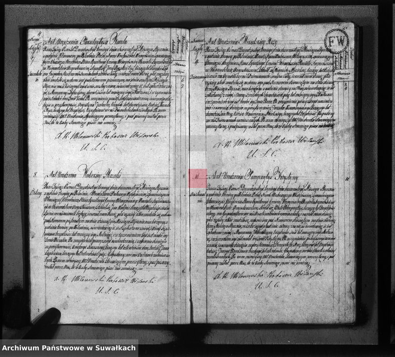 Obraz 6 z jednostki "Akta urodzonych gminy wiżańskiey obwodu seyneńskiego, w województwie augustowskim od dnia 1-go stycznia do dnia ostatniego grudnia 1823 roku"