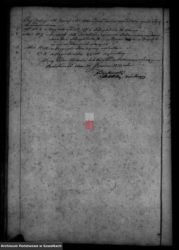 image.from.unit.number "Akta Urodzonych, Umarłych i Zaślubionych Okręgu Bakałarzewo za rok 1830"