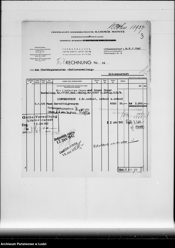 Obraz 7 z jednostki "M [rachunki za dostawy towarów dla Getta]"