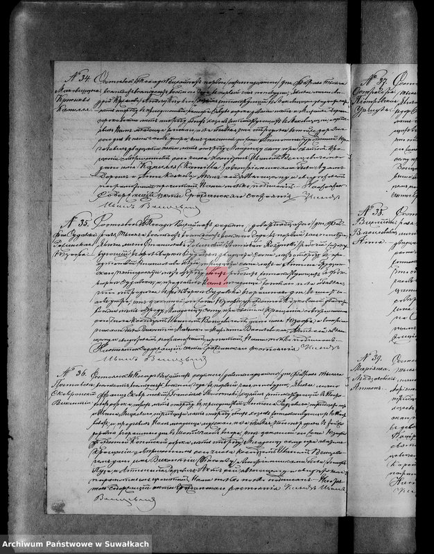 Obraz 16 z jednostki "Duplikat aktov graždanskogo sostojanija vižajnskogo prichoda suvalskogo uezda o roždenii, brakosočetanii i smerti na 1888 god"