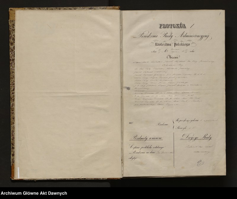 image.from.unit.number "[Protokoły posiedzeń Rady Administracyjnej Królestwa Polskiego, nr 1 - 19]."