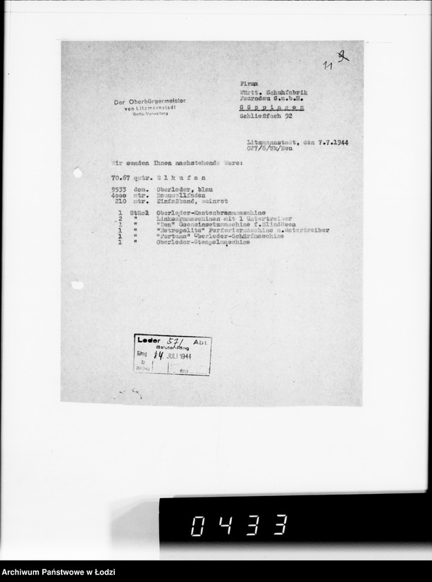 Obraz 15 z jednostki "Württembergische Schuhfabrik Faurndau G.m.b.H.Schriftwechsel"