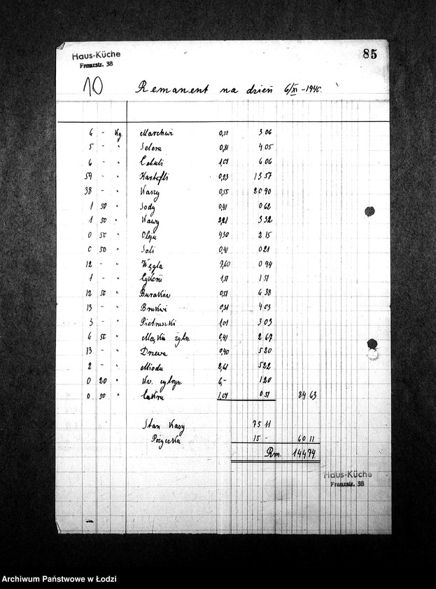 Obraz 13 z jednostki "Kuchnia N. 353 ul. Franciszkańska 38 [Działalność, personel, konsumenci, kontrole]"
