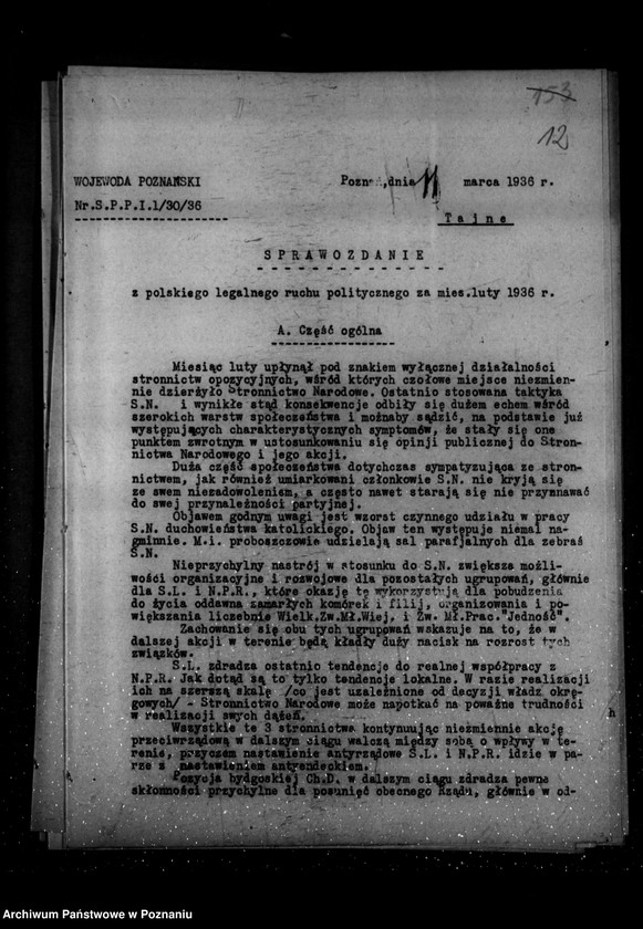 Obraz 16 z jednostki "Sprawozdania miesięczne z polskiego legalnego ruchu politycznego za czas od stycznia do grudnia 1936 r."
