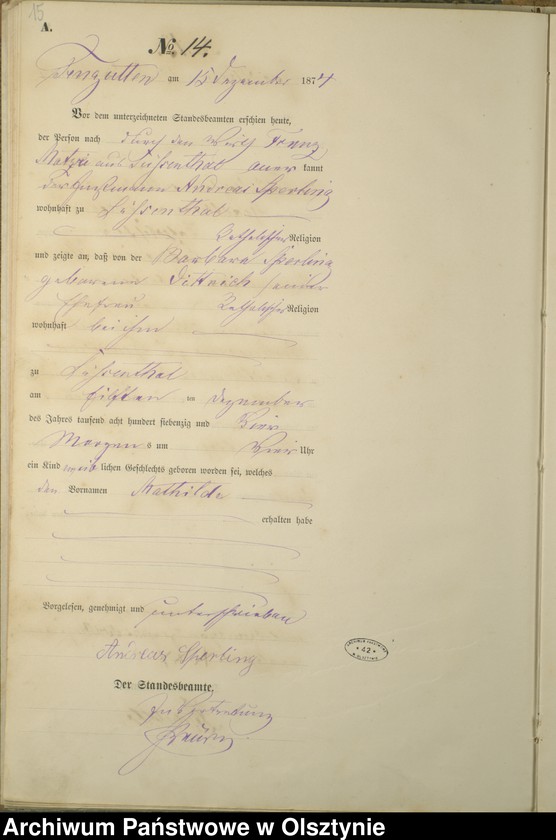 image.from.unit.number "Haupt-Geburts-Register Nr 1 - 19"