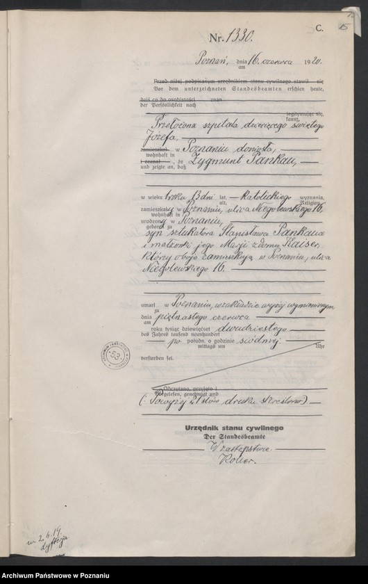 Obraz 17 z jednostki "Księga miejscowa zgonów tom III [Rejestr główny zgonów]"