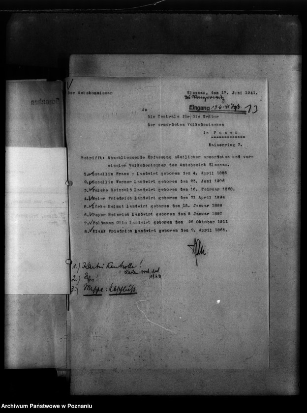 Obraz 17 z jednostki "Kreis Wongrowitz (Wągrowiec). Wykazy miejscowych Niemców, którzy zginęli w 1939 roku - korespondecja"