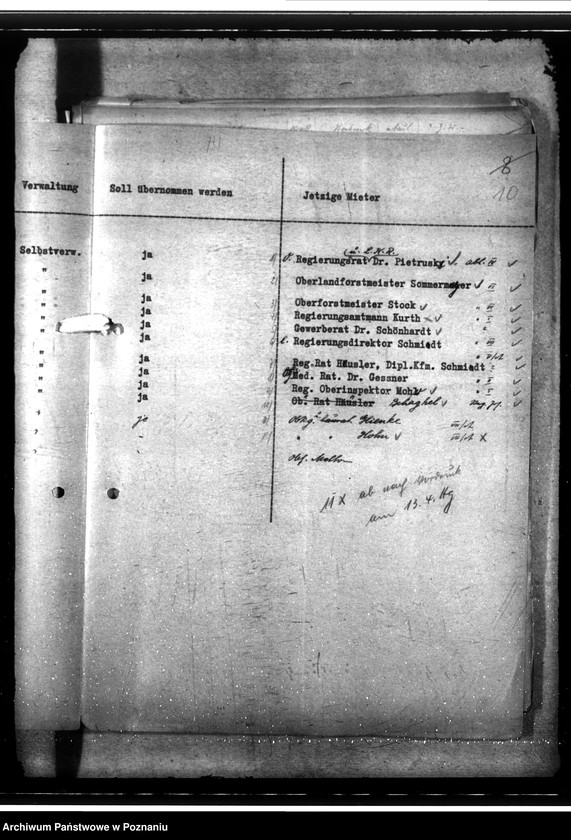 Obraz 19 z jednostki "Übertragung von Hausgrundstücken aus früherem polnischen Besitz. Zuweisung von Dienstwohnungen usw."