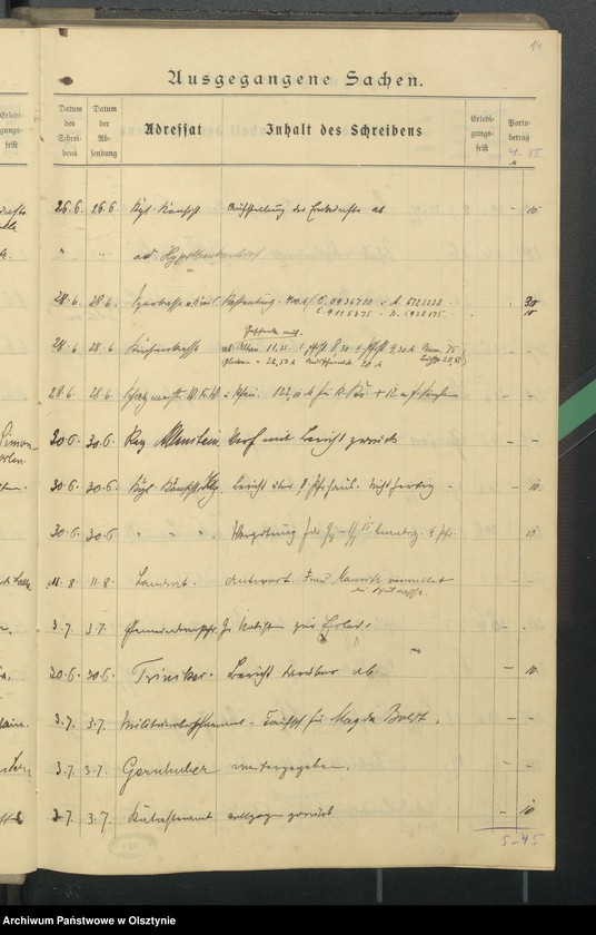 image.from.unit.number "Geschäfts Tagebuch Register der anausgegangenen Schreiben"