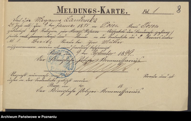 Obraz 10 z jednostki "Die von den Verlobten beigebrachten Urkunden zur Eheschliessung pro 1899"