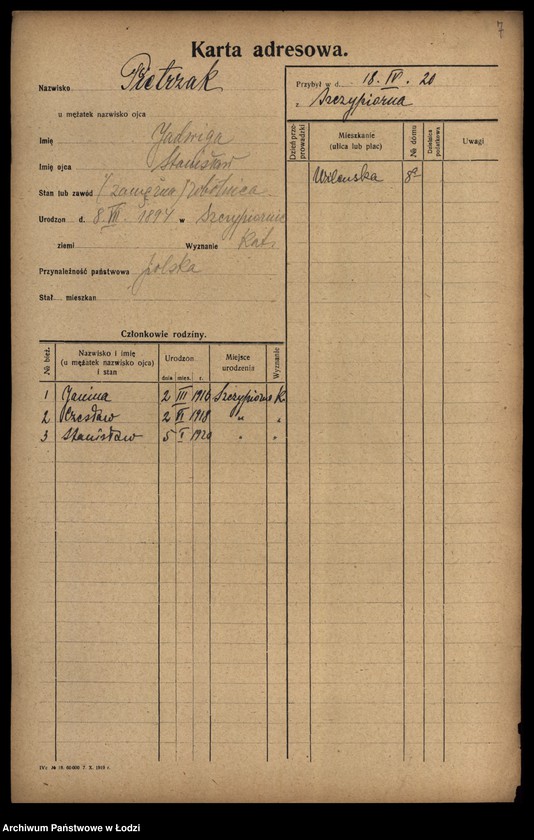 Obraz 9 z jednostki "[Spis ludności Łodzi] Pietrzak-Pietrzycki"