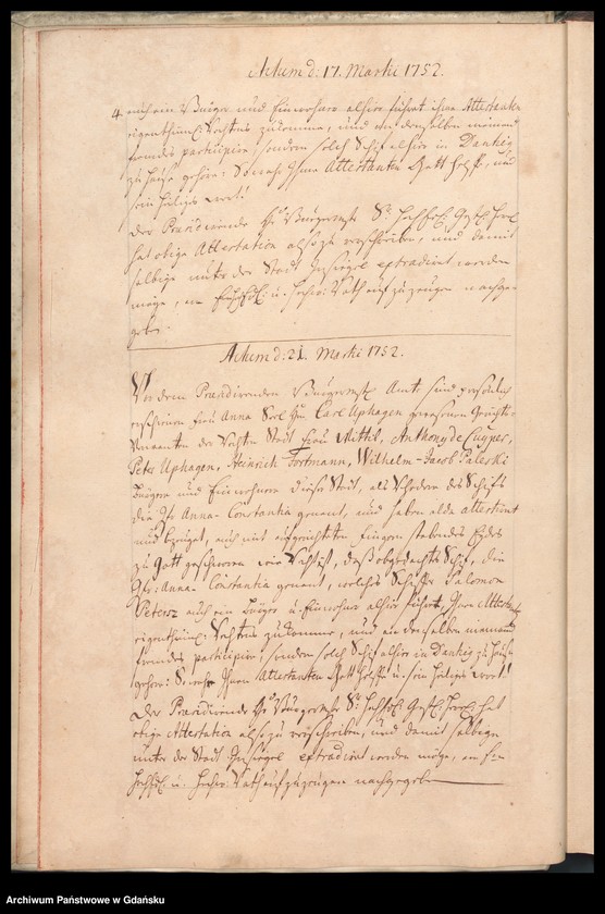 image.from.unit.number "Acta coram officio […] Johannis Wahl Praeconsulis ac Praesidis cuius vices gessit […] Praeconsul Nathanael Godofredus Ferber [15.III.1752-12.III.1753] […] Praesidis ac Fisci Administratoris [19.IV.1752-6.III.1753] /2 indeksy/"