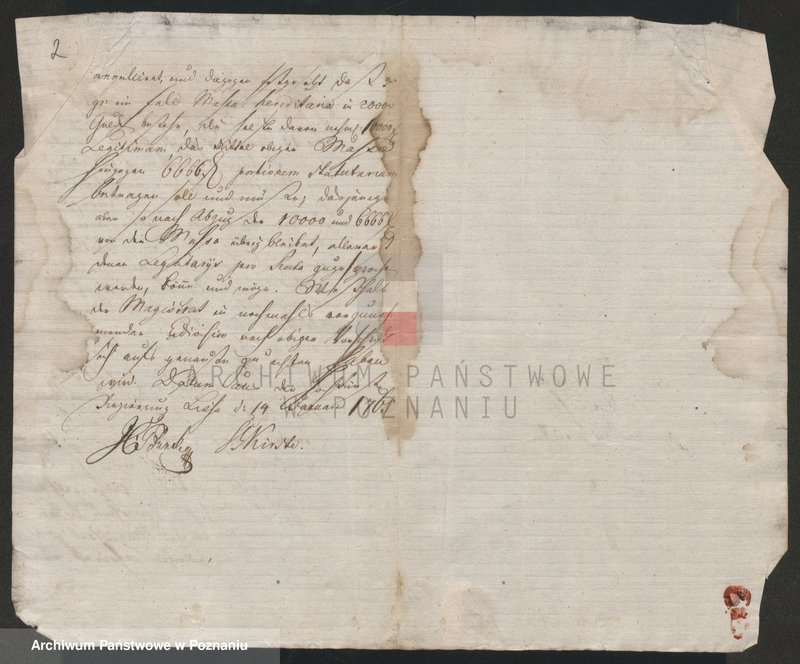 Obraz 4 z jednostki "Korespondencja, zarządzenia, wyroku władzy zwierzchniej miasta Leszna tj. Ant. Sułkowskiego i jego urzędników w sprawach administracyjno - porządkowych, finansowych i spornych; język niemiecki"