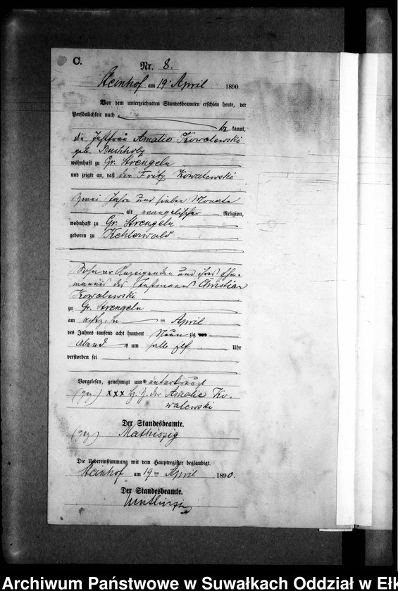 image.from.unit.number "Sterbe-Neben-Register des Preussischen Standes-Amtes Gr. Strengeln Kreis Angerburg"