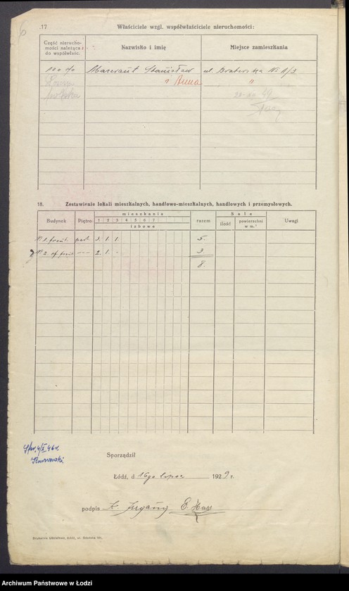 Obraz 8 z jednostki "Księga inwentarzowa nieruchomości m. Łodzi ul. Braterska"
