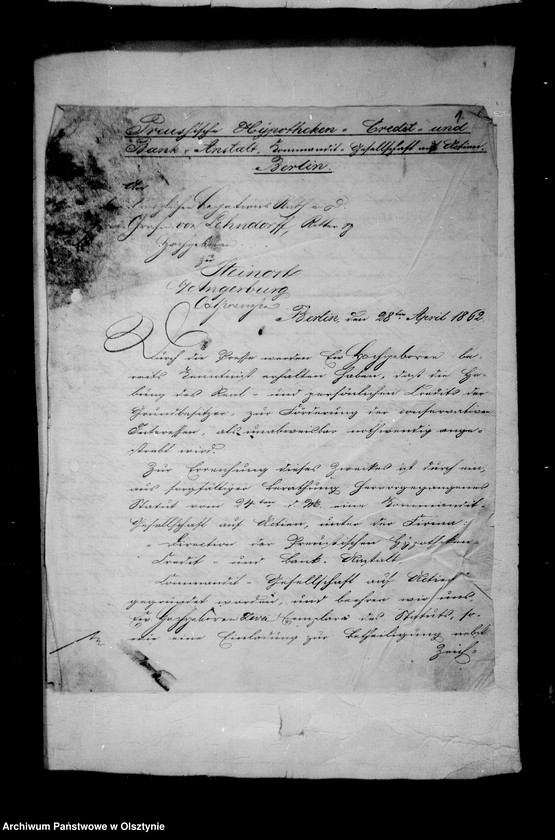image.from.unit.number "/Akten betr. Geldgeschäfte der Lehndorff mit der Hermann Henckelschen Commandit- Gesellschaft der Preuss. Hypotheken- , Cerdit- u. Bank Anstalt Berlin/"