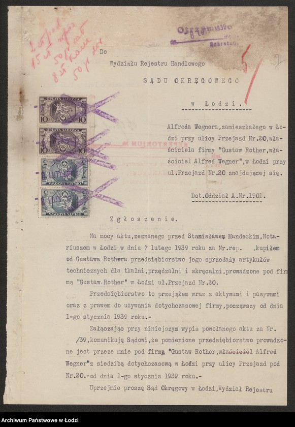 Obraz 9 z jednostki "Gustaw Rother- sprzedaż towarów tkackich"