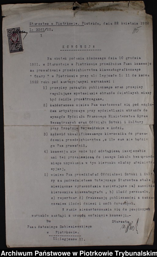 image.from.collection.number "Piotrkowskie kinoteatry sprzed wieku w dokumencie archiwalnym111"