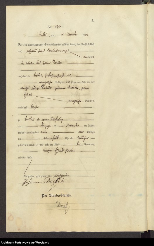 image.from.unit.number "Geburts-Haupt-Register Breslau IV 1909 Band 8"