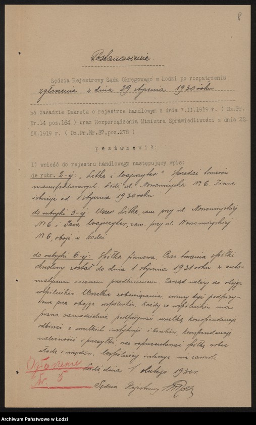 Obraz 10 z jednostki "Sara Wajnryter i Uszer Litke- sprzedaż towarów manufakturowych"