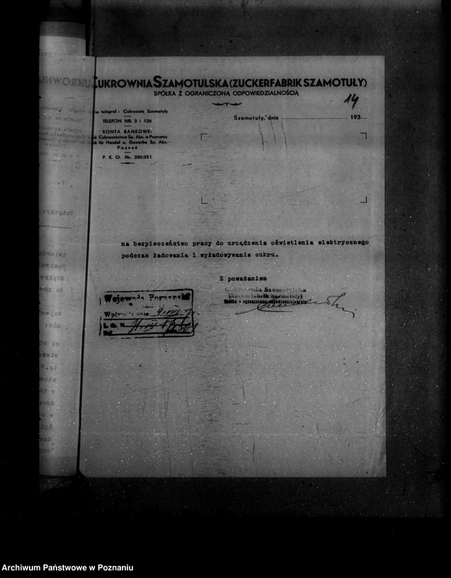 Obraz 19 z jednostki "Zatwierdzenie zakładu przemysłowego .magazynu Cukrownia w Szamotułach Spółka z o. o./"