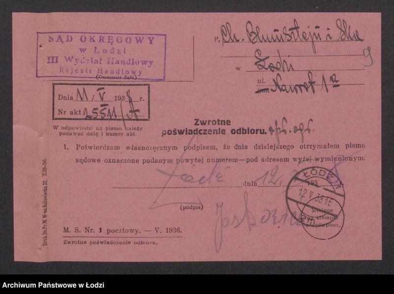 Obraz 11 z jednostki "Chaim Blumsztejn, Hena Joskowicz- wyrób i sprzedaż przędzy wigoniowej"