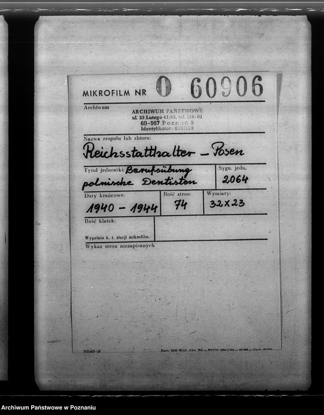 Obraz 2 z jednostki "Berufsübung polnischer Dentisten"