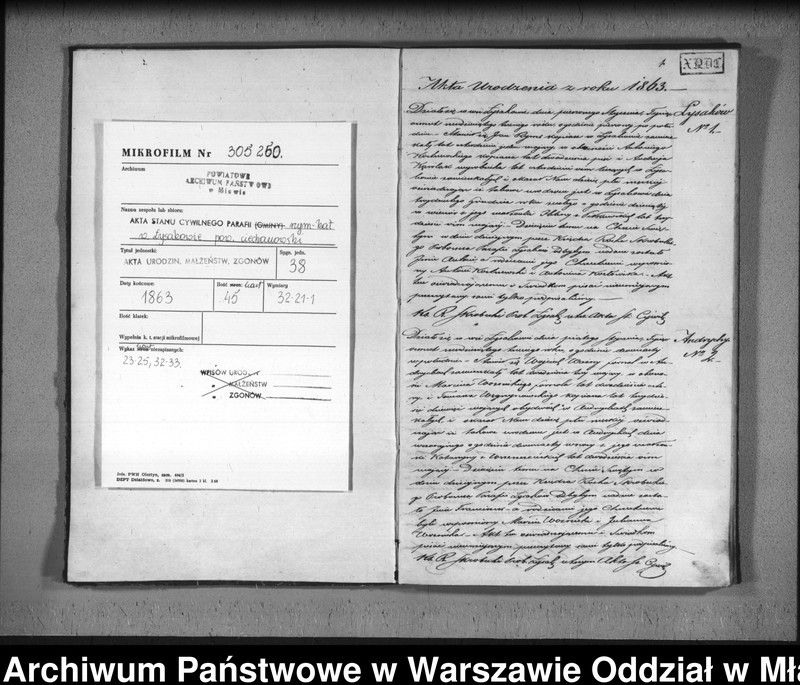 Obraz 3 z jednostki "Akta urodzin, małżeństw i zgonów"