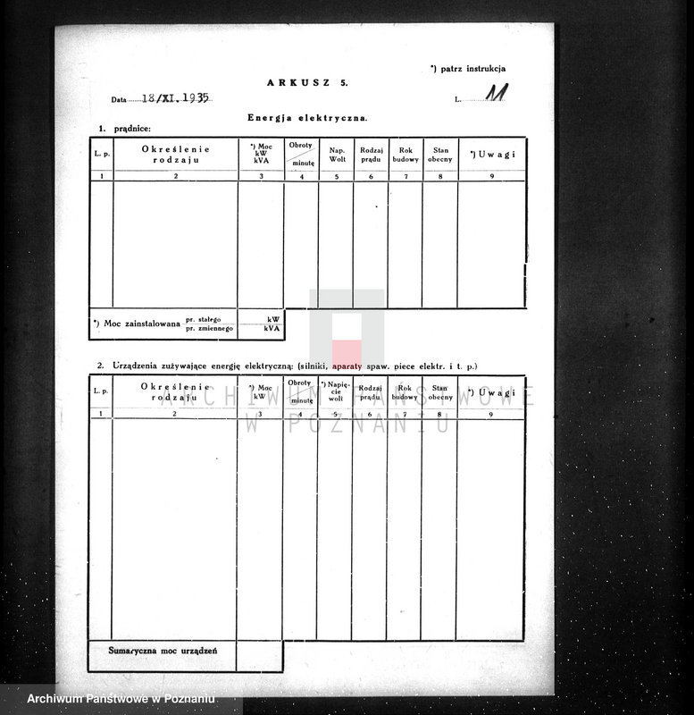 Obraz 15 z jednostki "Kwestionariusz gazowni miejskiej w Lwówku pow. nowotomyski"