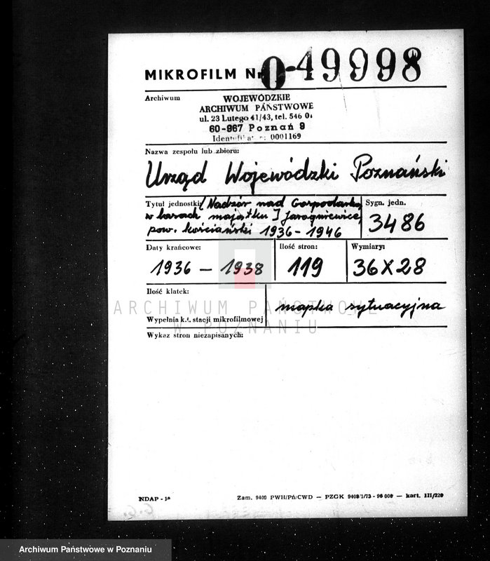 Obraz 2 z jednostki "/Nadzór nad gospodarką w lasach majątku/ Jarogniewice powiat kościański 1936-1946"